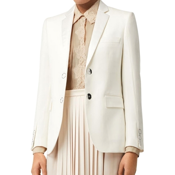 NWT$1,790 BURBERRY Caratown Wool Silk Trim Snap Tuxedo Blazer Jacket Sz 6 Medium - Picture 2 of 16